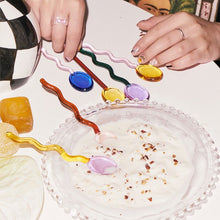 Load image into Gallery viewer, Wavy Glass Dessert Spoons - Image 4